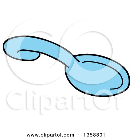 Clipart of a Cartoon Blue Baby Boy's Spoon - Royalty Free Vector Illustration by LaffToon