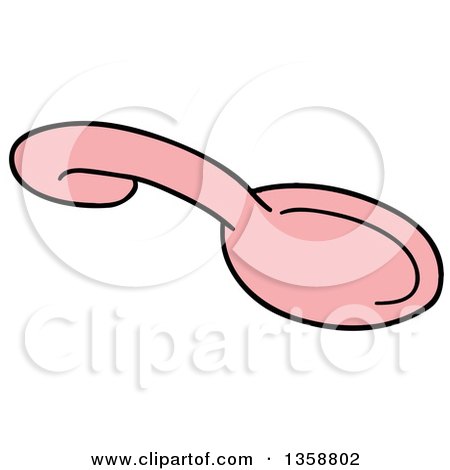 Clipart of a Cartoon Pink Baby Girl's Spoon - Royalty Free Vector Illustration by LaffToon