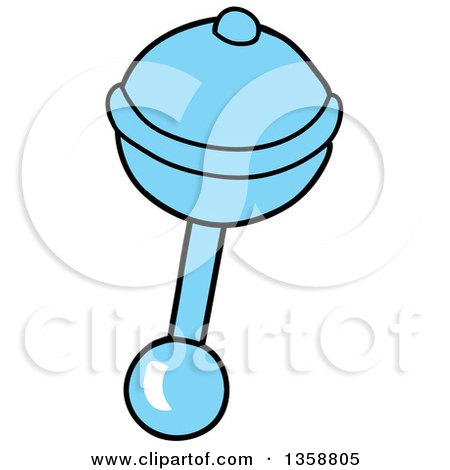 Clipart of a Cartoon Blue Baby Rattle - Royalty Free Vector Illustration by LaffToon