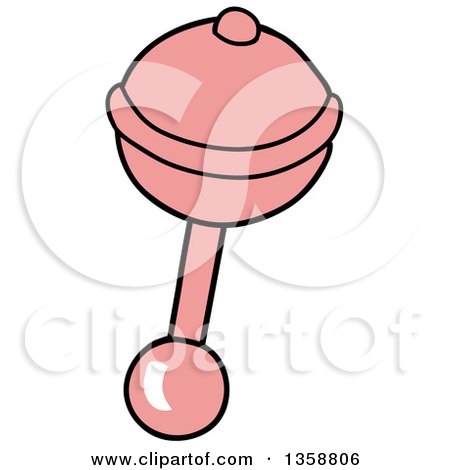 Clipart of a Cartoon Pink Baby Rattle - Royalty Free Vector Illustration by LaffToon