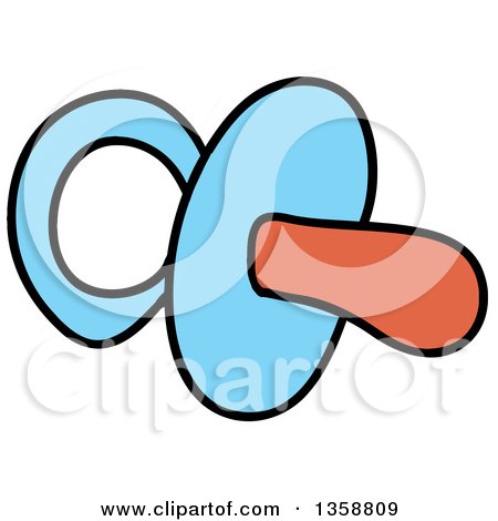 Clipart of a Cartoon Blue Baby Pacifier - Royalty Free Vector Illustration by LaffToon