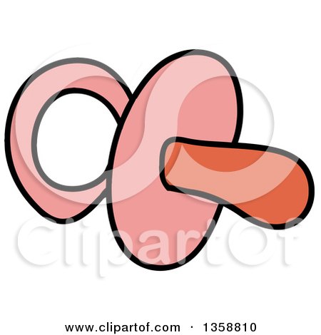 Clipart of a Cartoon Pink Baby Pacifier - Royalty Free Vector Illustration by LaffToon