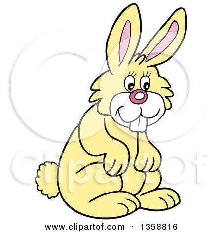 Clipart of a Cartoon Happy Yellow Bunny Rabbit - Royalty Free Vector Illustration by LaffToon