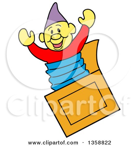 Clipart of a Cartoon Jack in the Box Toy - Royalty Free Vector Illustration by LaffToon