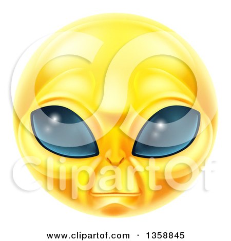 Clipart of a 3d Yellow Extraterrestrial Alien Smiley Emoji Emoticon Face - Royalty Free Vector Illustration by AtStockIllustration
