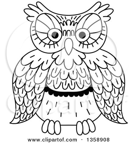 Clipart of a Black and White Owl - Royalty Free Vector Illustration by Vector Tradition SM