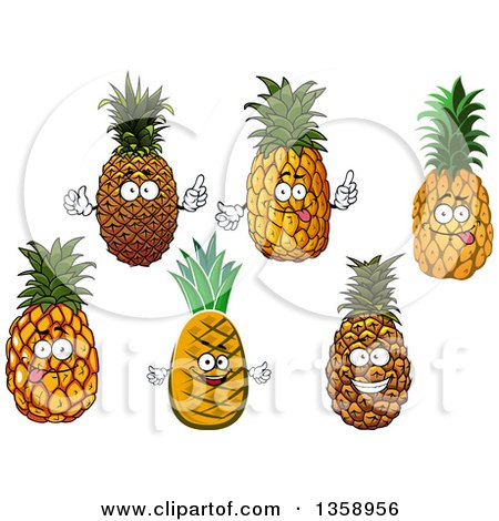Clipart of Cartoon Pineapple Characters - Royalty Free Vector Illustration by Vector Tradition SM