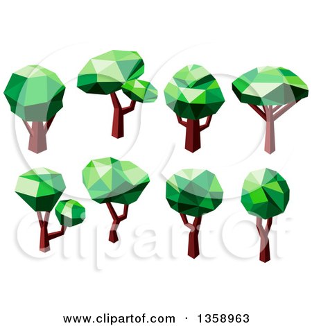 Clipart of Low Poly Geometric Trees - Royalty Free Vector Illustration by Vector Tradition SM
