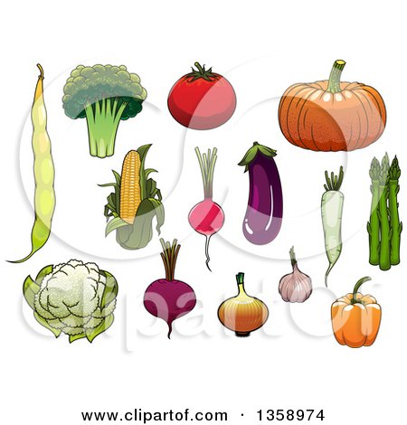 Clipart of Cartoon Vegetables - Royalty Free Vector Illustration by Vector Tradition SM