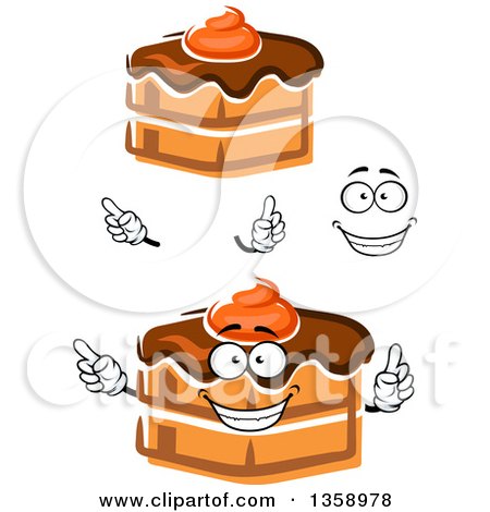 Clipart of a Cartoon Face, Hands and Cakes with Ganache - Royalty Free Vector Illustration by Vector Tradition SM