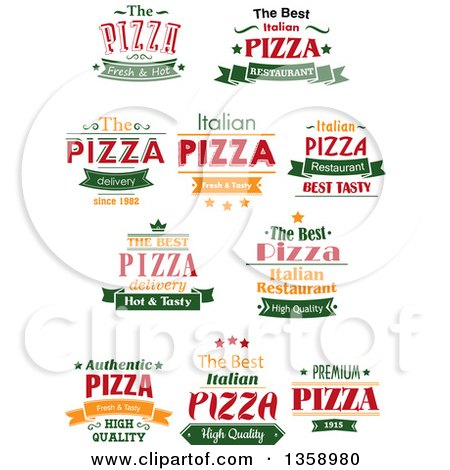 Clipart of Pizza Text Designs - Royalty Free Vector Illustration by Vector Tradition SM