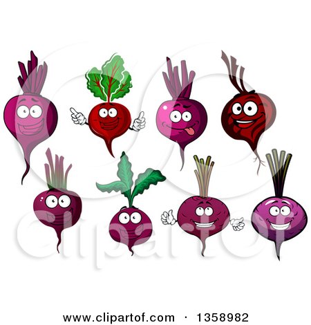Clipart of Cartoon Beet Characters - Royalty Free Vector Illustration by Vector Tradition SM