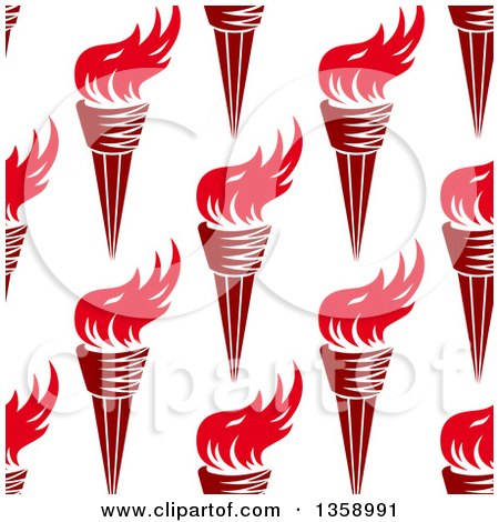 Clipart of a Seamless Pattern Background of Red Torches - Royalty Free Vector Illustration by Vector Tradition SM