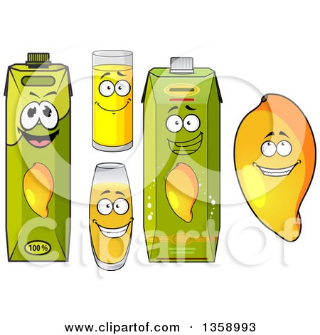 Clipart of Cartoon Mango and Juice Characters - Royalty Free Vector Illustration by Vector Tradition SM