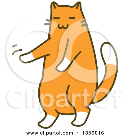 Clipart of a Sketched Ginger Cat Dancing - Royalty Free Vector Illustration by BNP Design Studio