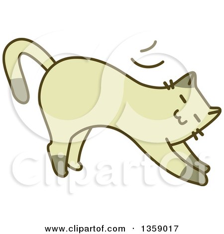 Clipart of a Sketched Cat Stretching - Royalty Free Vector Illustration by BNP Design Studio