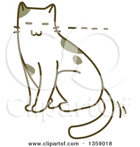 Clipart of a Sketched Cat Sitting - Royalty Free Vector Illustration by BNP Design Studio