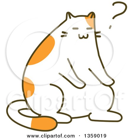 Clipart of a Sketched Fat Cat with a Question Mark - Royalty Free Vector Illustration by BNP Design Studio