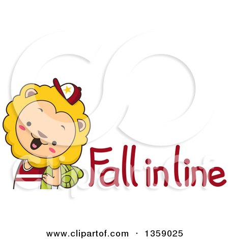 Clipart of a Lion Student with Fall in Line Text - Royalty Free Vector Illustration by BNP Design Studio