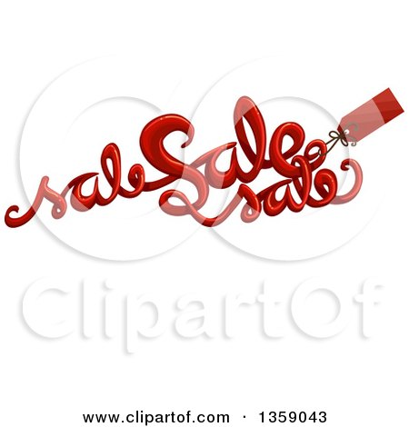 Clipart of a Red Tag on Sale Sale Sale Text over Text Space - Royalty Free Vector Illustration by BNP Design Studio