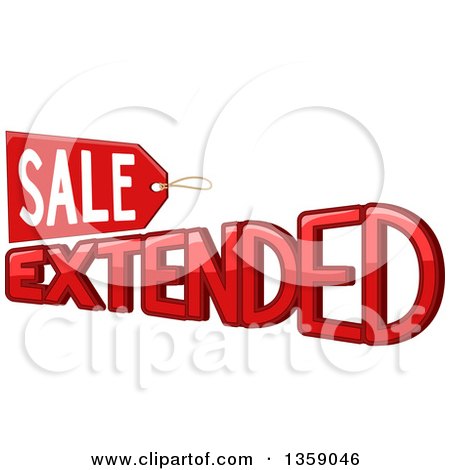 Clipart of a Red Sale Extended Retail Design with a Tag - Royalty Free Vector Illustration by BNP Design Studio