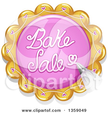 Clipart of a Bake Sale Design of Frosting on a Cookie - Royalty Free Vector Illustration by BNP Design Studio