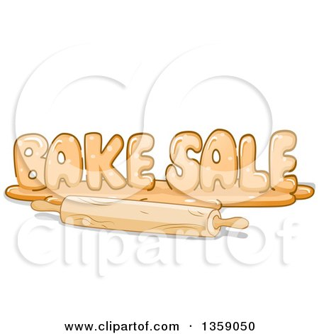 Clipart of a Bake Sale Design Made of Dough, with a Rolling Pin - Royalty Free Vector Illustration by BNP Design Studio