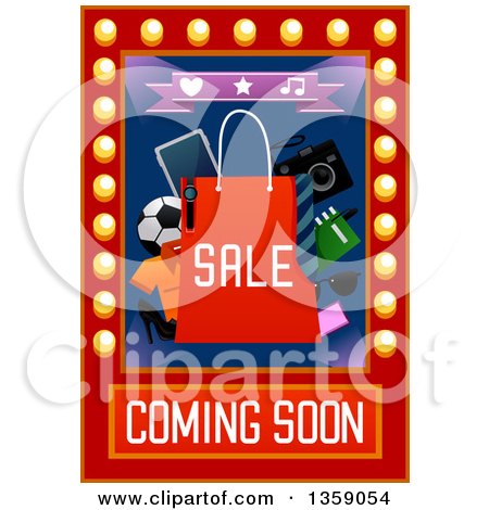 Clipart of a Sale Coming Soon Design for a Spoorting Goods Store - Royalty Free Vector Illustration by BNP Design Studio