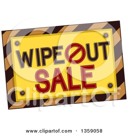Clipart of a Hazard Stripes Wipe out Sale - Royalty Free Vector Illustration by BNP Design Studio