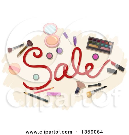 Clipart of a Sale Design with Cosmetics - Royalty Free Vector Illustration by BNP Design Studio