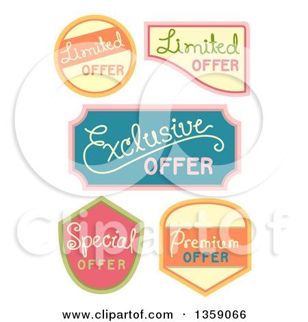 Clipart of Retail Offer Labels with Text - Royalty Free Vector Illustration by BNP Design Studio