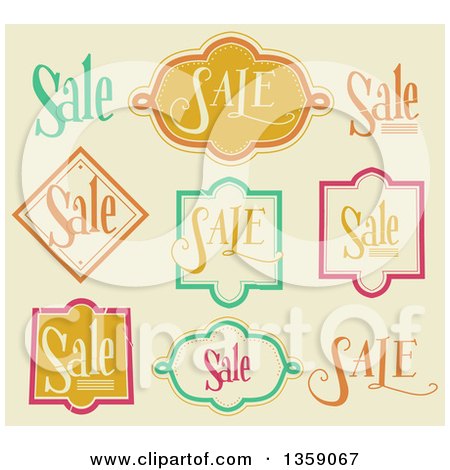 Clipart of Retail Sale Labels on Beige - Royalty Free Vector Illustration by BNP Design Studio