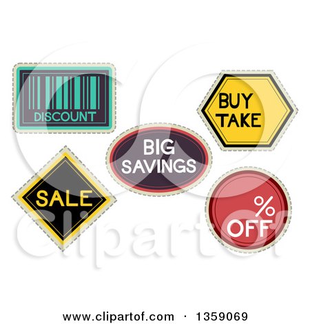 Clipart of Retail Sale Labels with Text - Royalty Free Vector Illustration by BNP Design Studio
