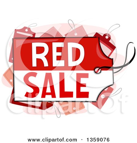 Clipart of a Red Sale Text Tag - Royalty Free Vector Illustration by BNP Design Studio