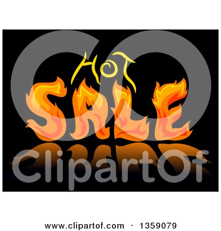 Clipart of a Fiery Hot Sale Design on Reflective Black - Royalty Free Vector Illustration by BNP Design Studio