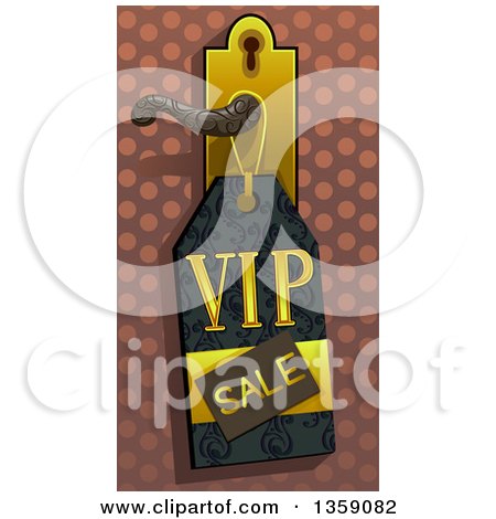 Clipart of a Vip Sales Tag on a Door Knob - Royalty Free Vector Illustration by BNP Design Studio