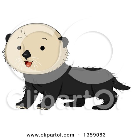 Clipart of a Cute Sea Otter Facing Left - Royalty Free Vector Illustration by BNP Design Studio