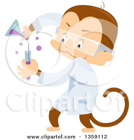 Clipart of a Scientist Monkey Mixing Chemicals - Royalty Free Vector Illustration by BNP Design Studio