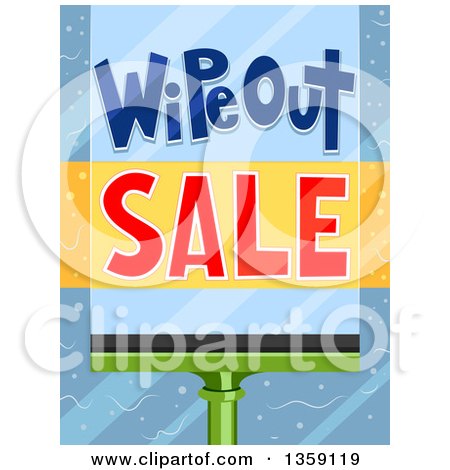 Clipart Of A Wipeout Sale With a Squeegee on a Window - Royalty Free Vector Illustration by BNP Design Studio