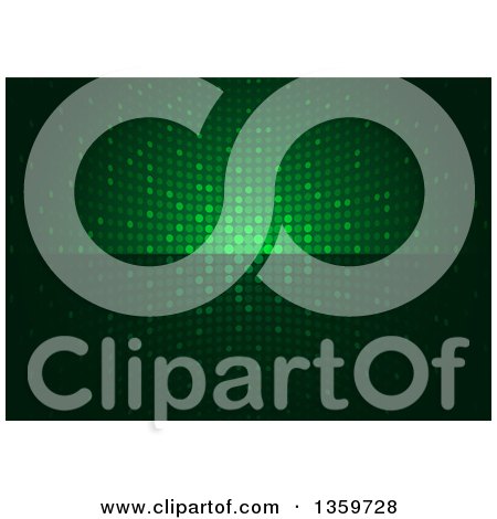 Clipart of a Background of Green Disco like Dots, Split in Half with Light to Dark - Royalty Free Vector Illustration by dero