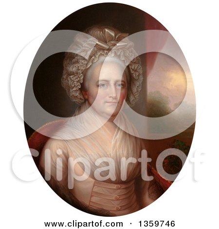 Historical Illustration of a Painted Portrait of Martha Washington - Royalty Free Illustration by JVPD