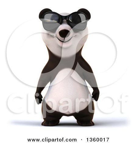 Clipart of a 3d Panda Wearing Sunglasses, on a White Background - Royalty Free Illustration by Julos