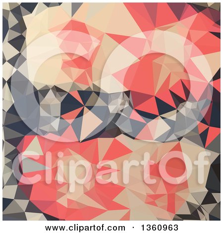 Clipart of a Coral Red Low Poly Abstract Geometric Background - Royalty Free Vector Illustration by patrimonio