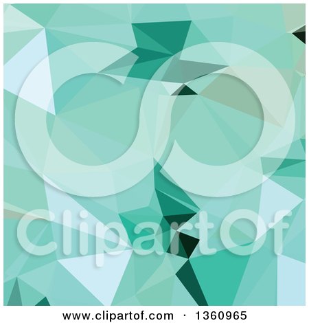 Clipart of a Caribbean Green Low Poly Abstract Geometric Background - Royalty Free Vector Illustration by patrimonio