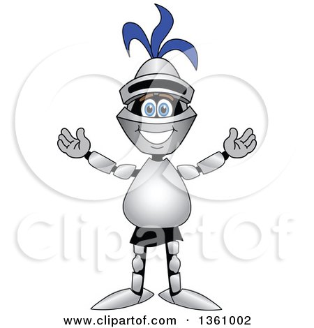 Clipart of a Lancer School Mascot Welcoming - Royalty Free Vector Illustration by Mascot Junction