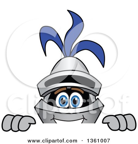 Clipart of a Lancer School Mascot Looking over a Sign - Royalty Free Vector Illustration by Mascot Junction