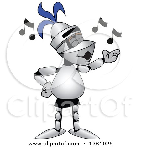 Clipart of a Lancer School Mascot Singing - Royalty Free Vector Illustration by Mascot Junction