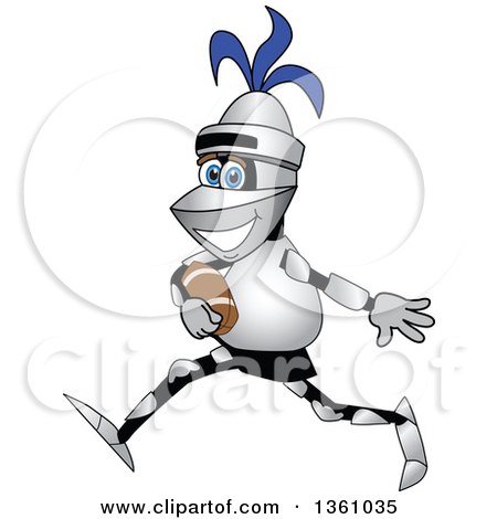 Clipart of a Lancer School Mascot Running with a Football - Royalty Free Vector Illustration by Mascot Junction