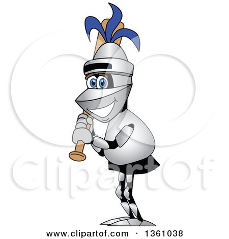 Clipart of a Lancer School Mascot Standing with a Baseball Bat - Royalty Free Vector Illustration by Mascot Junction