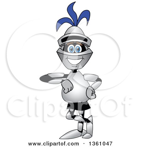 Clipart of a Lancer School Mascot Leaning - Royalty Free Vector Illustration by Mascot Junction